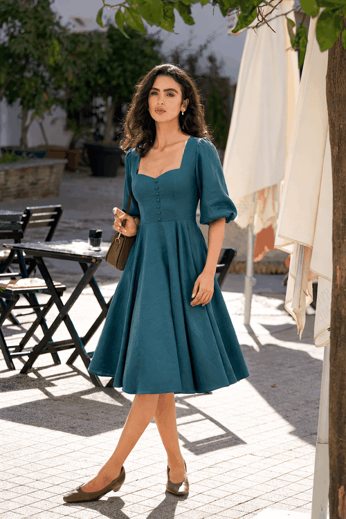 Turquoise Brigitte Bardot Inspired dress Bardetta