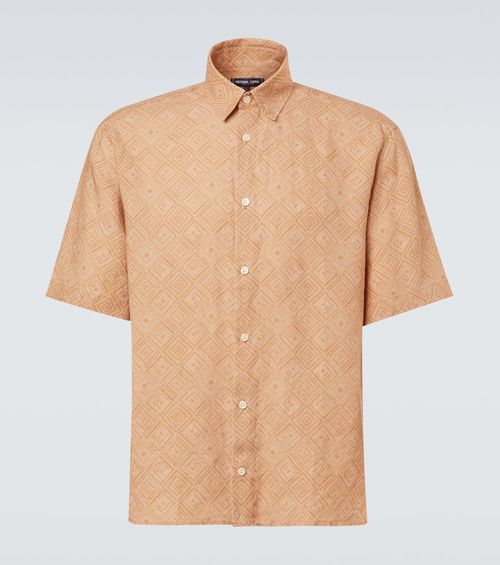 Castro printed linen bowling shirt