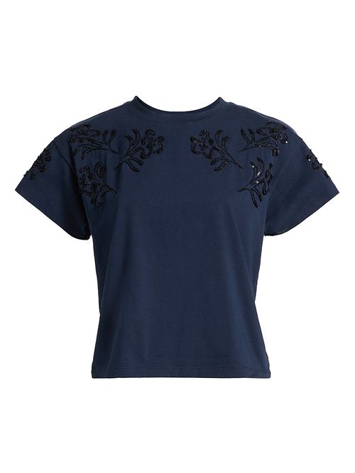 Women's Kelly Beaded Floral T-Shirt - Navy Multi