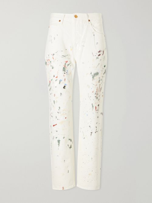 The Slouch Paint-splattered Low-rise Boyfriend Jeans - Gray