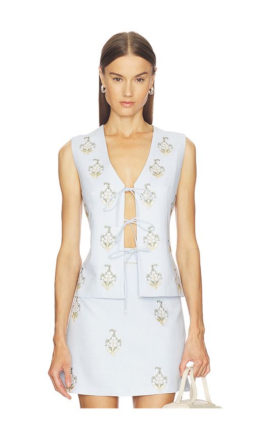 Rosewater House Sarv Vest in Baby Blue. L. Also in