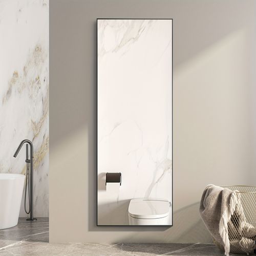 TEMU Full-length Floor Mirror With A Stand, Wall-mounted Mirror Made Of Aluminum Alloy, Ideal For The Living Room, Bedroom, Or