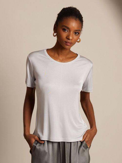 Silk Jersey Short Sleeve Round Neck Women's T-Shirt