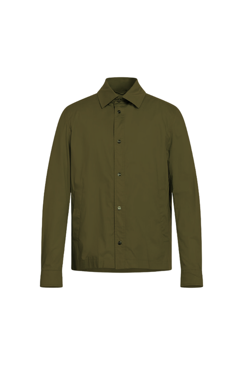 Button-Front Overshirt Jacket — Green