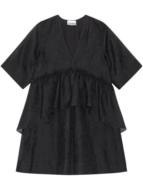 Crinkled georgette minidress - Black