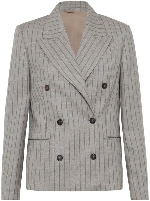 Pinstripe double-breasted blazer - Grey