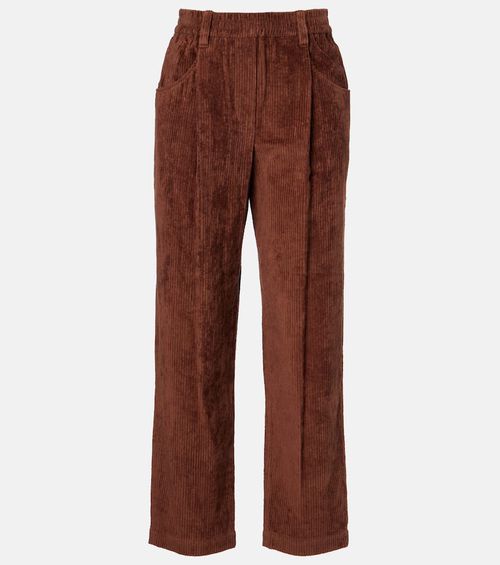 Cotton corduroy wide-leg pants