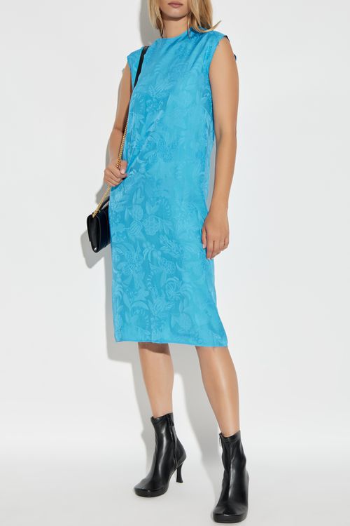 Dress With Silk Trim, Women's, Blue