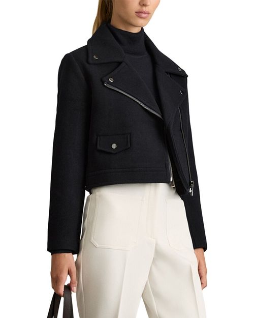 Arlow Cropped Wool-Blend Biker Jacket