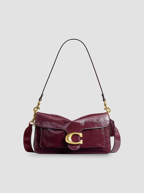 Women's Tabby 26 Glazed Leather Shoulder Bag - Dark Cherry
