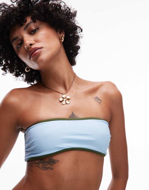 LA bandeau bikini top in blue and green-No colour