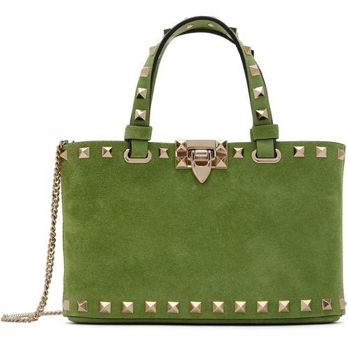 Green Rockstud Mini Suede Shopping Tote