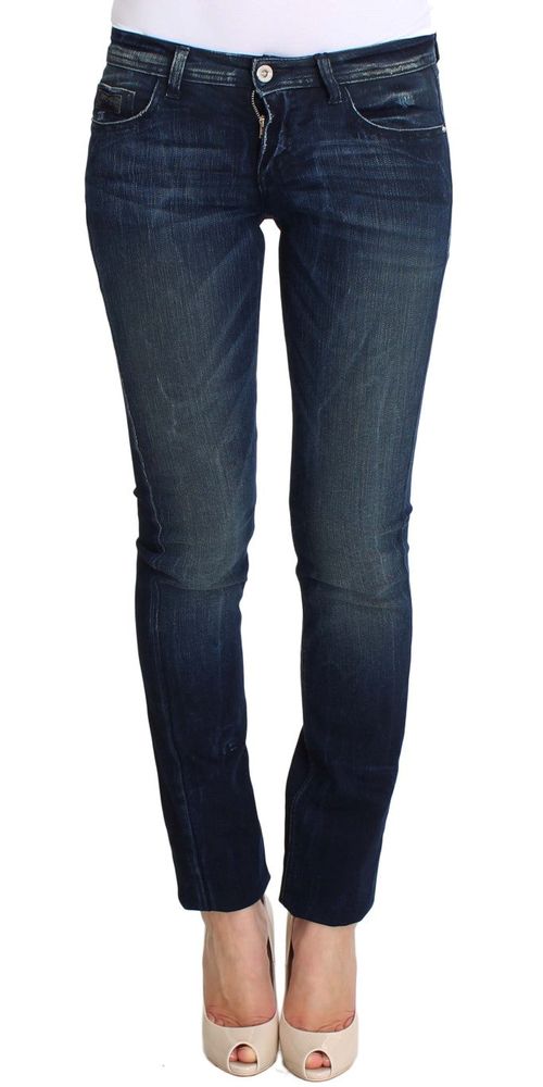 Cotton Blend Slim Fit Skinny Jeans — Blue