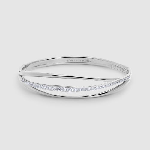 Sterling Silver Nura Wrap Pavé Diamond Bangle Lab Grown Diamond