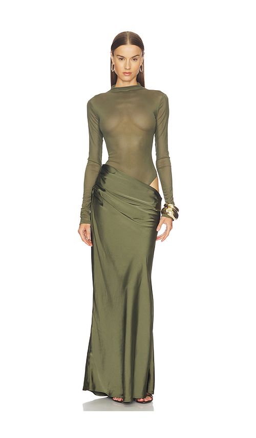 Camila Coelho Elarina Maxi Dress in Olive. - L also in M, S, XL