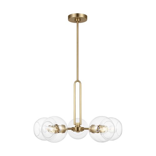 Satin Brass Five Light Chandelier from the Codyn Collection