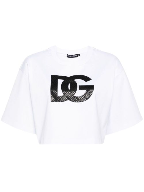 Logo-print cropped T-shirt - White