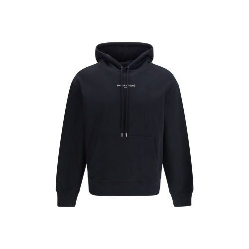 Embroidered Logo Cotton Hoodie — Black