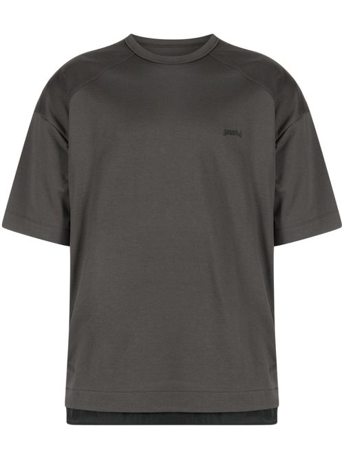 Side-zip layered-hem T-shirt - Grey