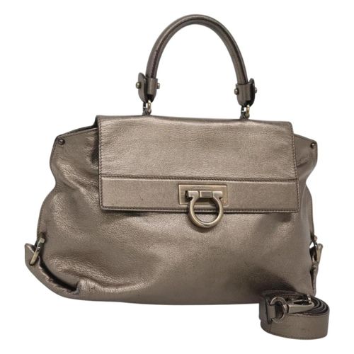 Salvatore Ferragamo Sofia Satchel Smooth Leather Gold Leather Bag Pre-Owned