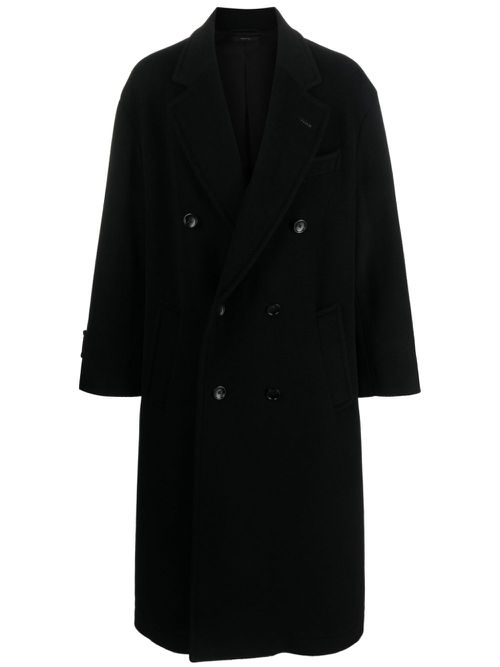 Double-breasted wool coat - Black