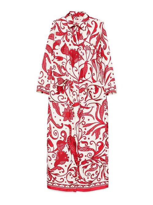 F. R.S For Restless Sleepers Printed Silk Long Shirtdress