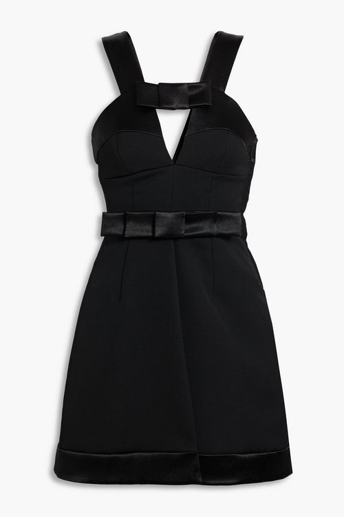 Cutout bow-embellished wool-crepe mini dress