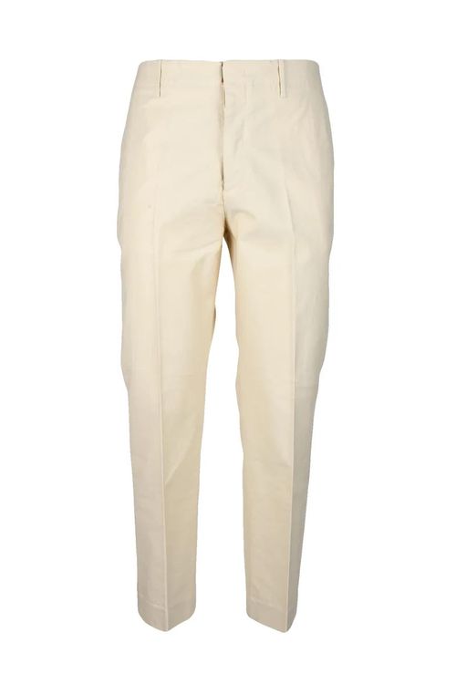 Tailored Beige Trousers with Mid-Rise Waist