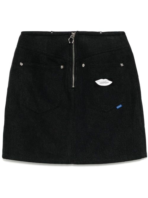 Rhinestone denim skirt - Black