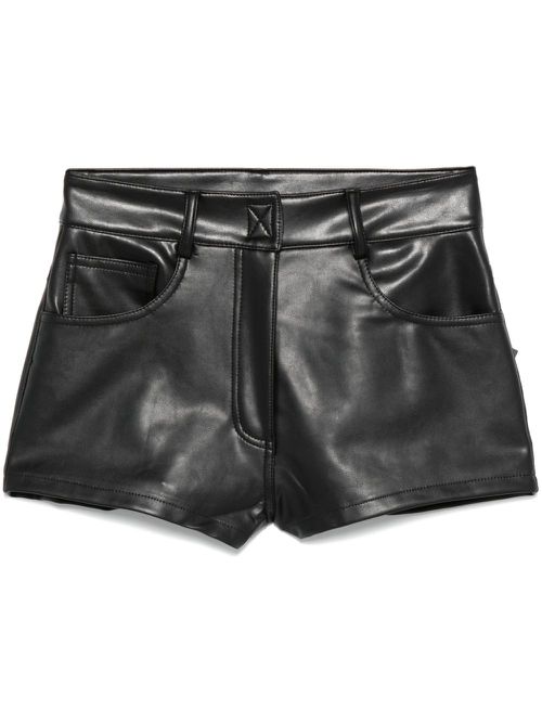 Faux-leather mini shorts - Black