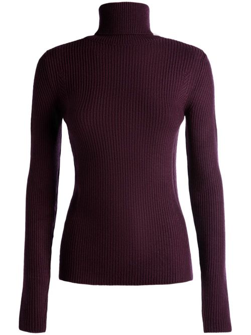 Roll-neck ribbed-knit jumper - Red