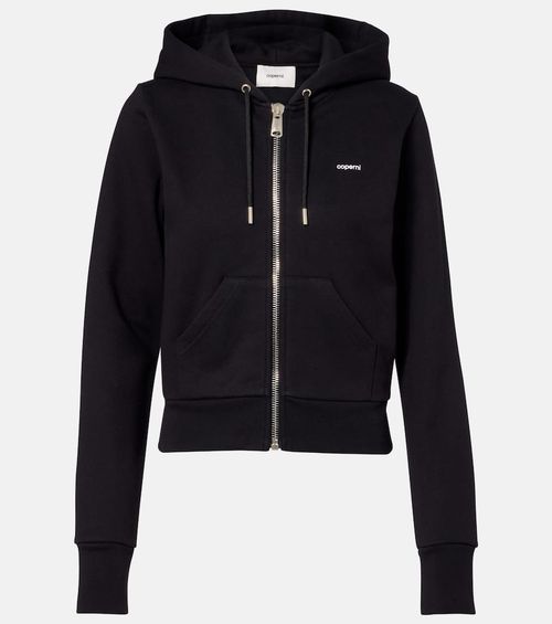 Cotton-blend jersey zip-up hoodie