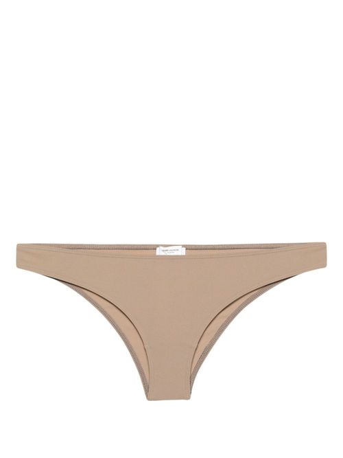 Elasticated-waistband high-cut bikini bottoms - Brown