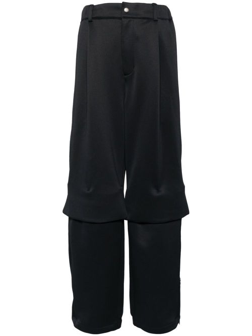 Layered-design wide-leg trousers - Blue