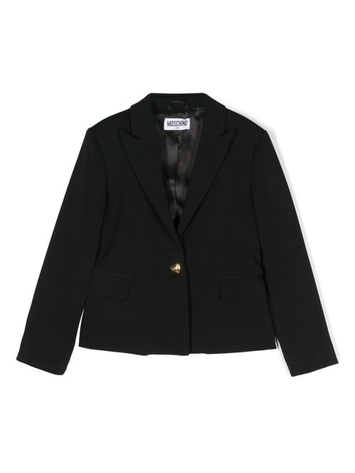 Heart-button single-breasted blazer - Black