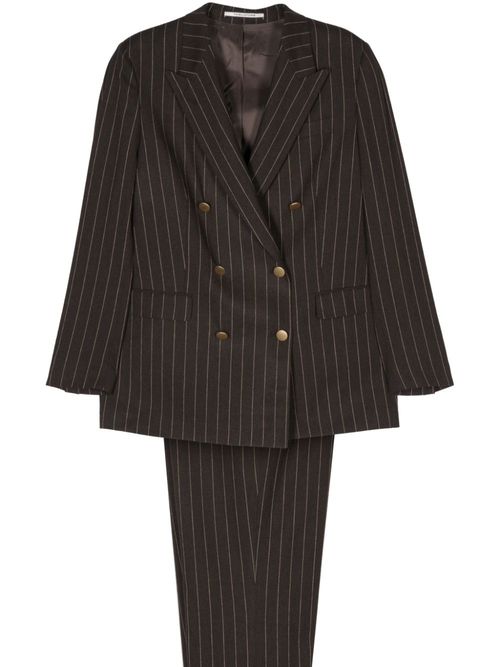 Pinstripe-pattern suit - Brown