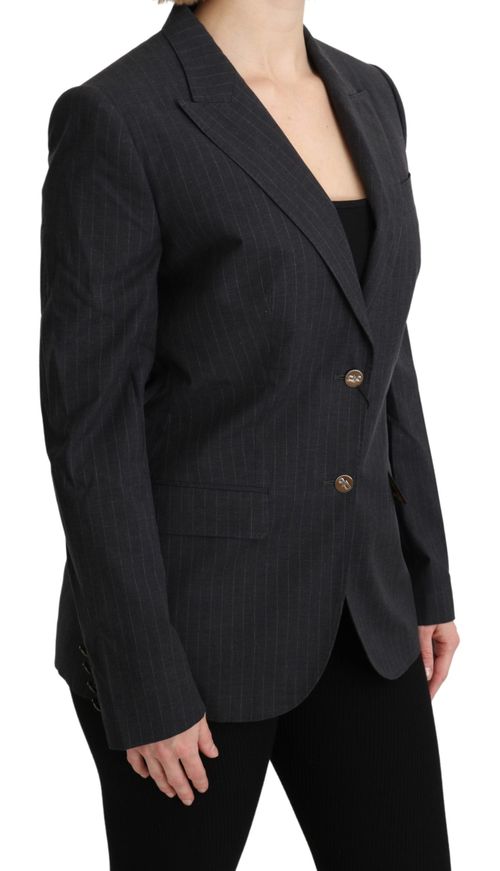 Pinstriped Cotton Blazer — Gray