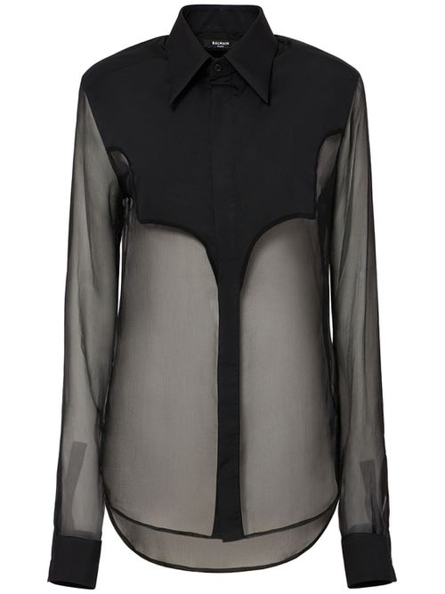 Silk Chiffon Western Shirt