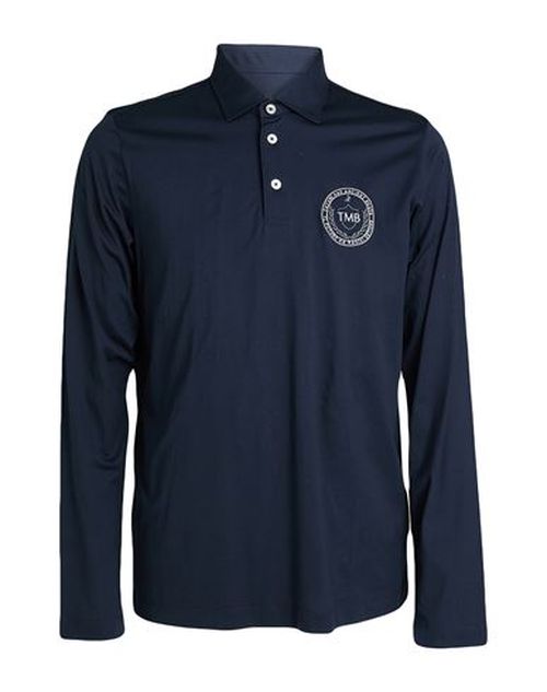 Man Polo shirt Navy Size L Cotton, Elastane
