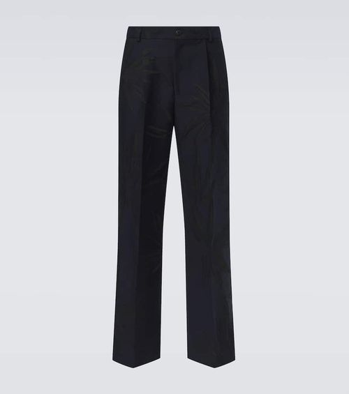 Floral cotton-blend straight pants