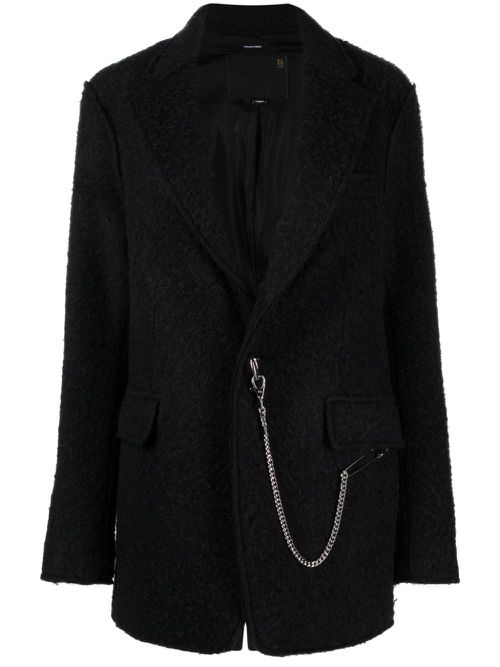 Chain-link textured single-breasted blazer - Black