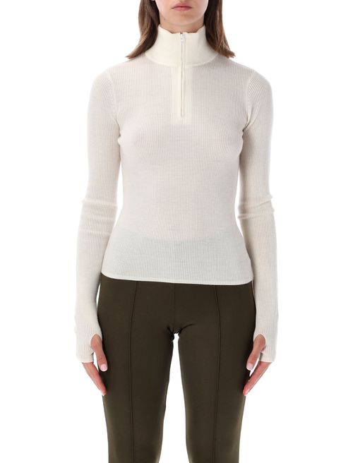 Ribbed Knit Quarter-Zip Slim-Fit Sweater