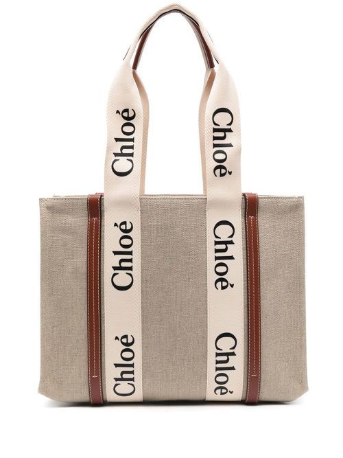 Medium Woody logo tote bag - Neutrals