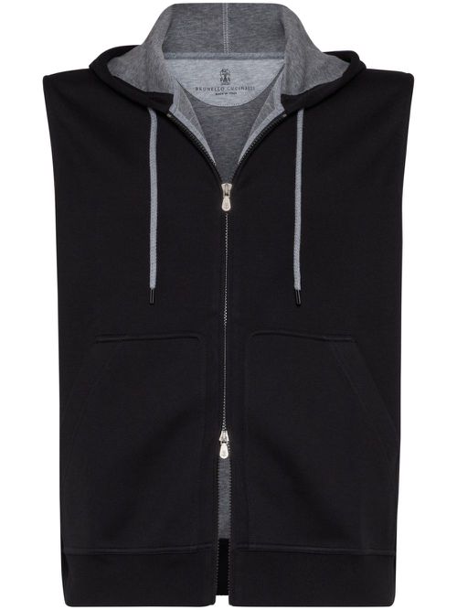 Sleeveless zipped hoodie - Black