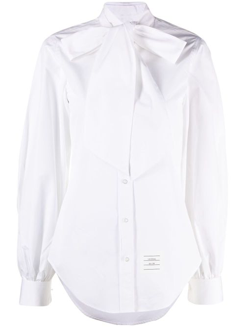 Oversized-bow poplin cotton shirt - White