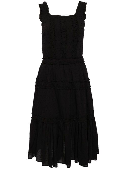 Polka dot cotton midi dress - Black
