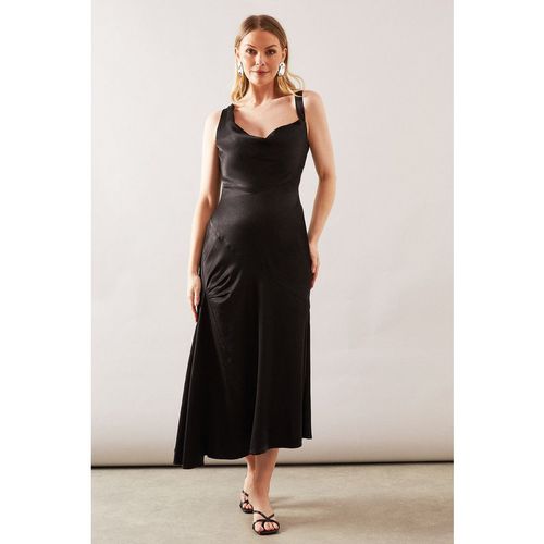 Satin Asymmetric Midaxi Dress