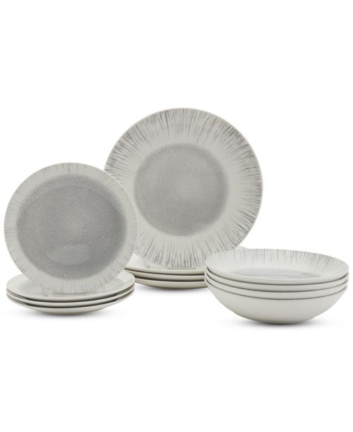 Laguna 12 Pc. Dinnerware Set, Service for 4 - Grey
