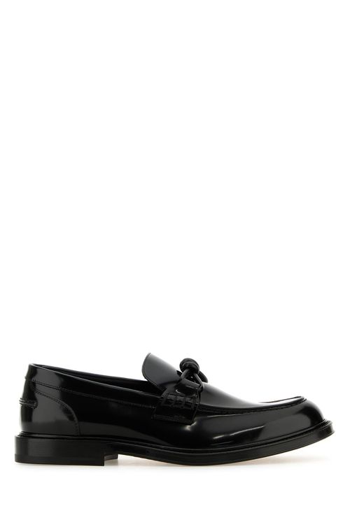 Black leather Tie loafers