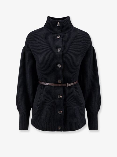 Wool and Cashmere Blend Cardigan — Black